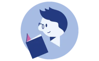 Piktogramm, das Lesekompetenz symbolisiert. Eine Person liest ein Buch.