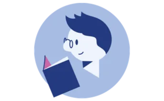 Piktogramm, das Lesekompetenz symbolisiert. Eine Person liest ein Buch.